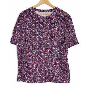 gap womens large puffer sleeve purple top 100% organic cotton flower